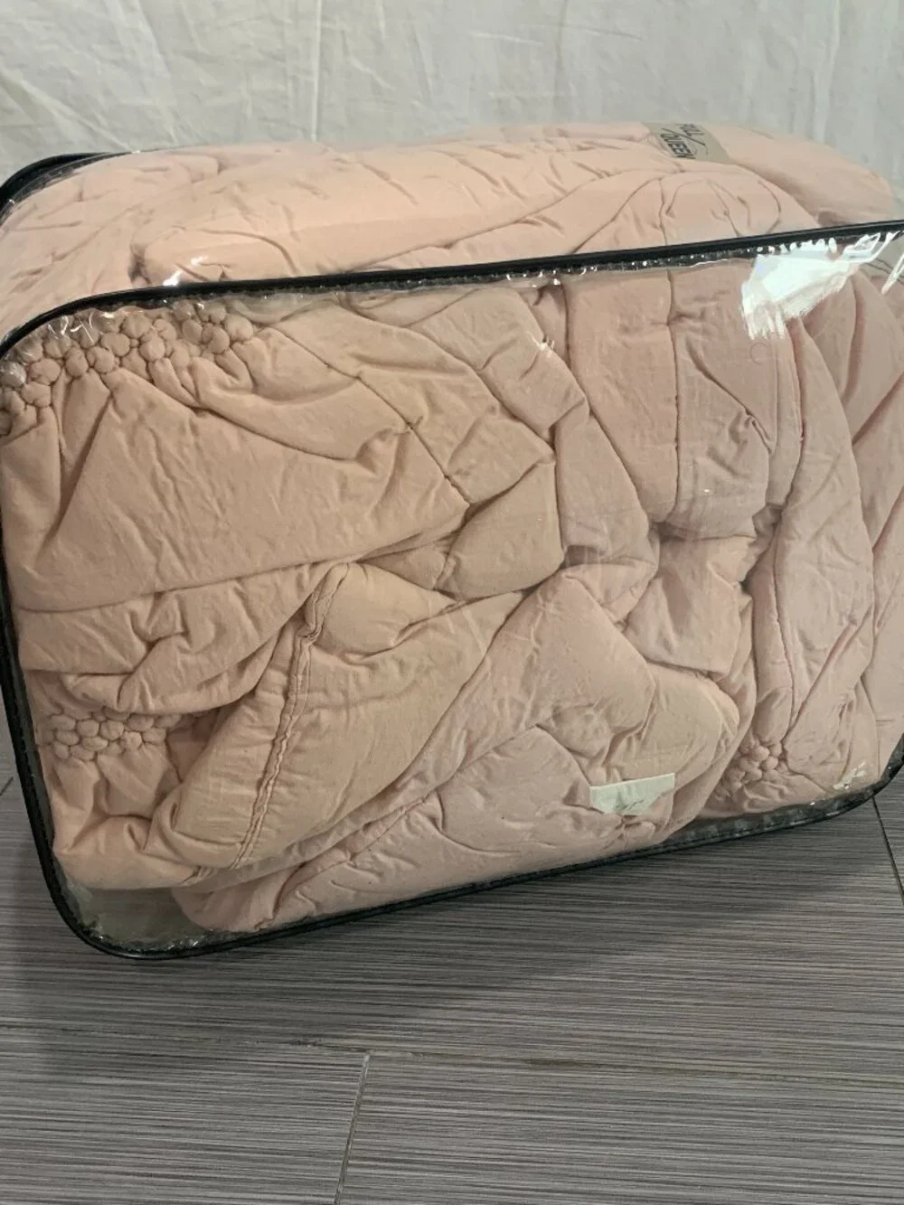 Indigo Home Inc Queen Duvet Cover Salmon Pink Ruffle Ruched Smocked Cotton Blend